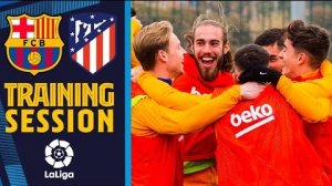 تمرینات بازیکنان بارسلونا برای تقابل با اتلتیکومادرید