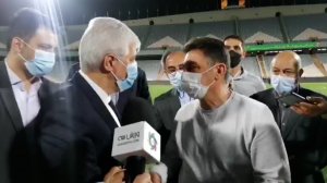 گفتگو کوتاه امیر قلعه نویی با حمید سجادی وزیر ورزش