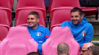 تمرینات بازیکنان ایتالیا قبل از بازی با آرژانتین