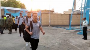 ورود بازیکنان نفت مسجد به ورزشگاه شهیدمحمدی