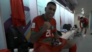 رختکن تیم ملی مراکش پس از برد مقابل پرتغال