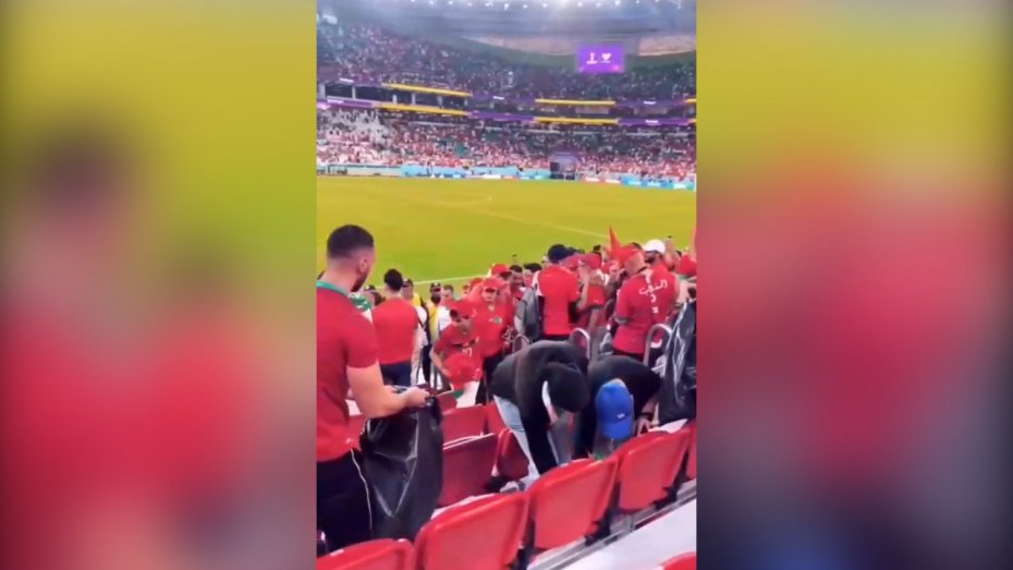 جمع آوری زباله توسط هواداران مراکش