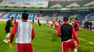 گرم کردن بازیکنان پرسپولیس پیش از دربی 