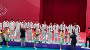 مراسم اهدای مدال بازی‌های آسیایی به تیم والیبال ایران