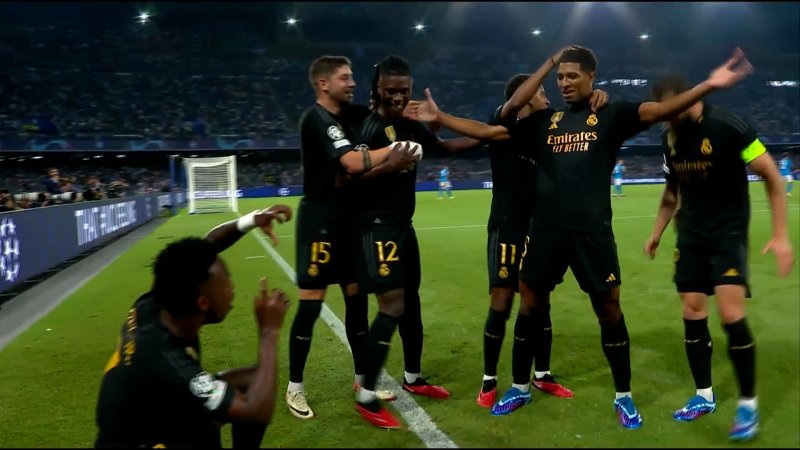 گل دوم رئال مادرید به ناپولی توسط جود بلینگام