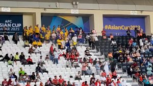 خوشحالی هواداران استرالیایی در ورزشگاه جاسم بن حمد