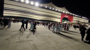 هواداران قطری هنگام خروج از ورزشگاه پس از برد مقابل فلسطین