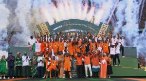 مراسم اهدا مدال و کاپ قهرمانی آفریقا به ساحل عاج