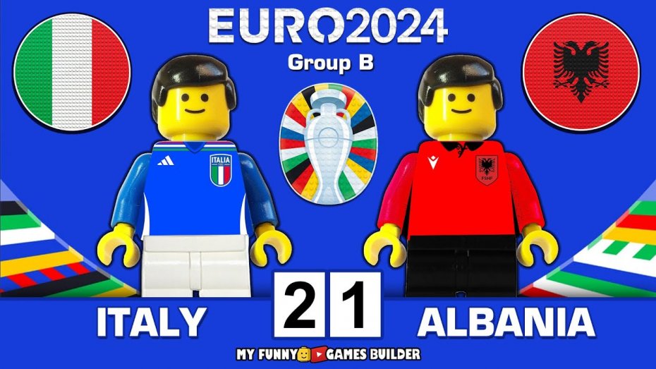 شبیه‌سازی بازی ایتالیا و آلبانی در یورو 2024 با لگو
