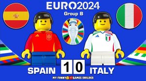 شبیه‌سازی بازی اسپانیا و ایتالیا در یورو 2024 با لگو