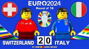 شبیه‌سازی بازی سوئیس و ایتالیا در یورو 2024 با لگو