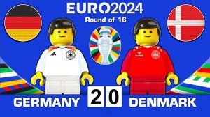شبیه‌سازی بازی دانمارک - آلمان در یورو 2024 با لگو