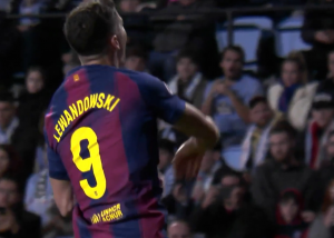 گل چهارم بارسلونا به سلتاویگو توسط لواندوفسکی