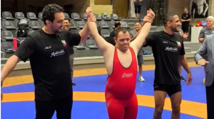 کودکان استثنایی امروز در محل تمرین تیم ملی کشتی آزاد 