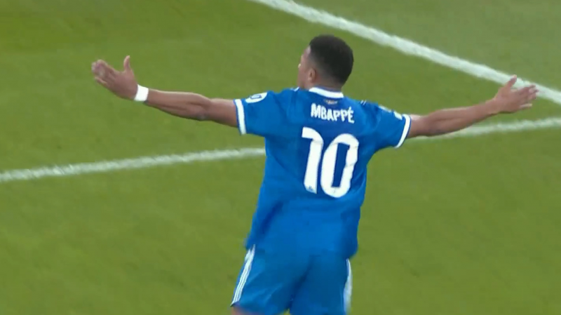 گل دوم رئال مادرید به المپیاکوس توسط امباپه