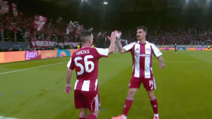 گل اول المپیاکوس به رئال مادرید (چیکینیو)