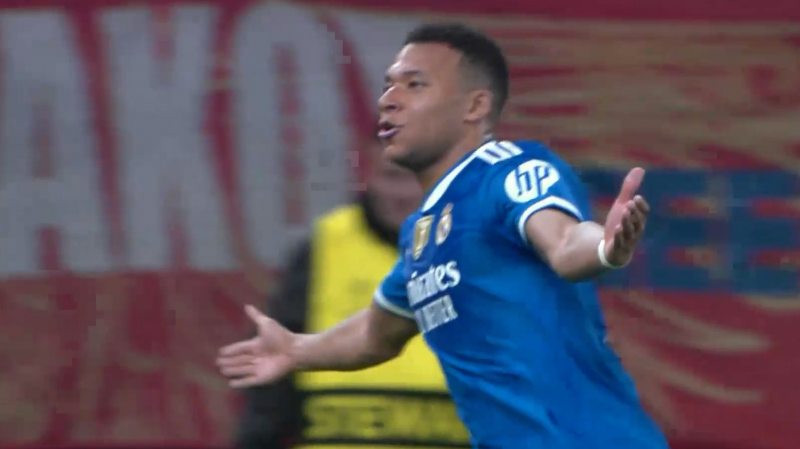 گل سوم رئال مادرید به المپیاکوس توسط امباپه