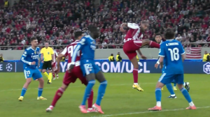 گل سوم المپیاکوس به رئال مادرید (الکعبی)