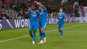 گل چهارم رئال مادرید به المپیاکوس توسط امباپه