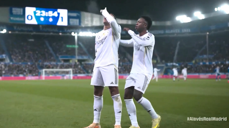 گل اول رئال مادرید به آلاوس توسط امباپه