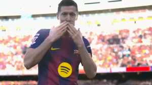 گل اول بارسلونا به مایورکا (لواندوفسکی)