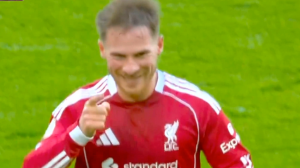 گل سوم لیورپول به وستهم توسط مک آلیستر