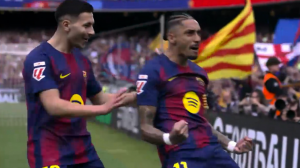 گل اول بارسلونا به سویا توسط رافینیا