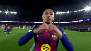 گل هفتم بارسلونا به نیوکسل توسط رافینیا