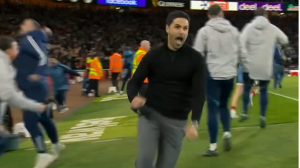 خوشحالی منحصر به فرد آرتتا پس از گل داومن مقابل اورتون