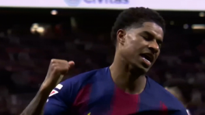 گل اول بارسلونا به اتلتیکومادرید(رشفورد)