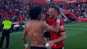 جشن بازیکنان مایورکا پس از پیروزی مقابل رئال مادرید