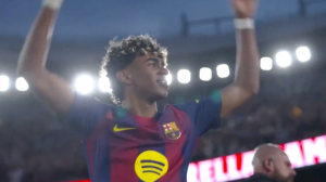 گل سوم بارسلونا به اسپانیول (یامال)