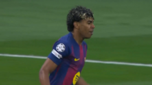 گل اول بارسلونا به اتلتیکومادرید توسط یامال