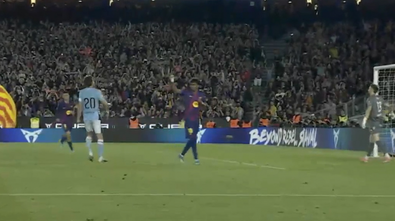 گل اول بارسلونا به سلتاویگو توسط یامال 