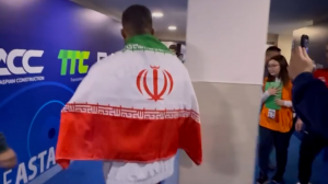 غلامرضا فرخی بعد از کسب مدال طلا